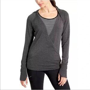 Athleta Dark Charcoal Grey Studio Wrap Hoodie Small P912